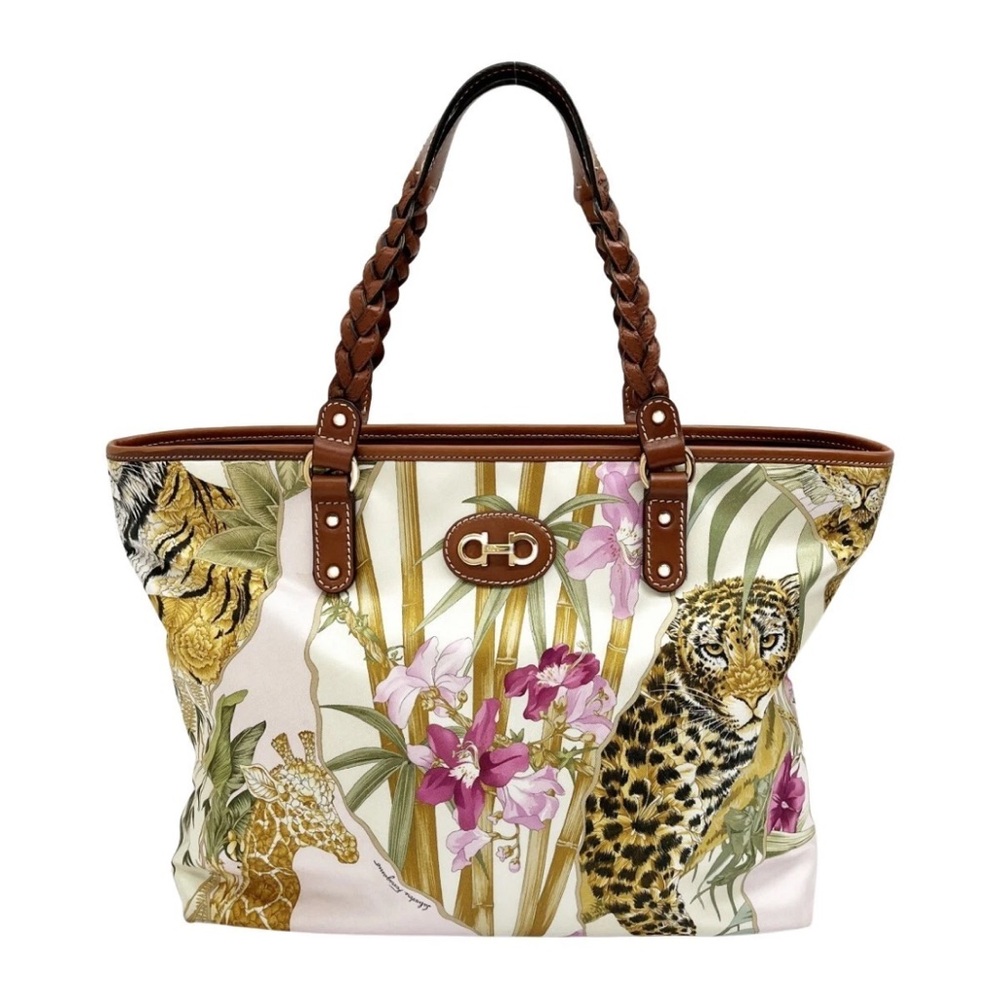 Salvatore Ferragamo Multicolor Animal Print Tote